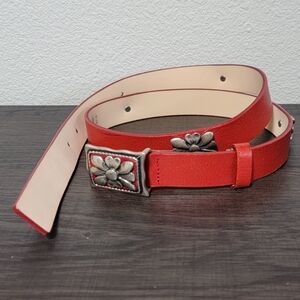 Garuglieri Italy Leather Belt With Floral Details Vintage